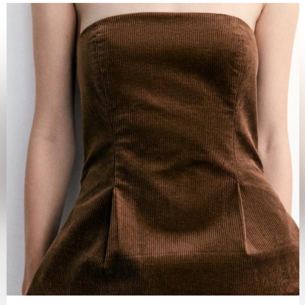 Zara STRAPLESS CORDUROY TOP